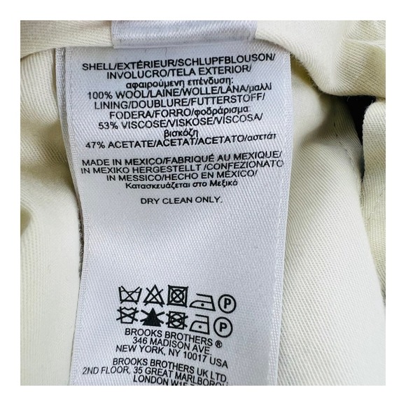 Brooks Brothers Madison Blue Check Reda Wool Flat Front Dress Pants Size 35X30 - Picture 5 of 5